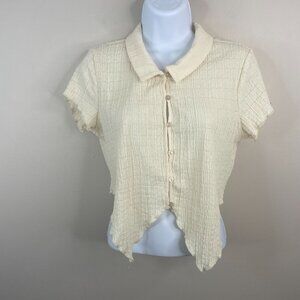 Wild Fable Crop Top NWT Medium Button Up Short Sleeve Daisy Duke Twee Layering